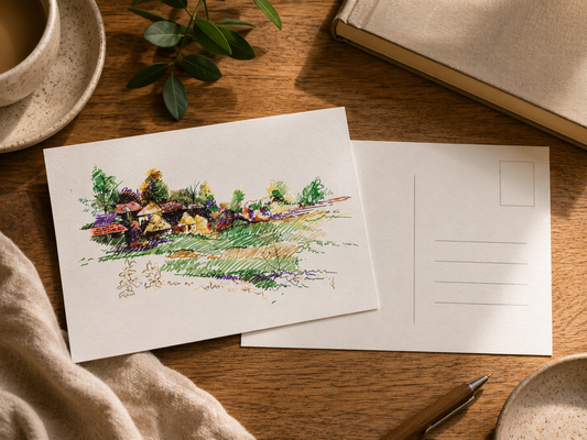 The Hill Tilts Towards Evening - Post Card